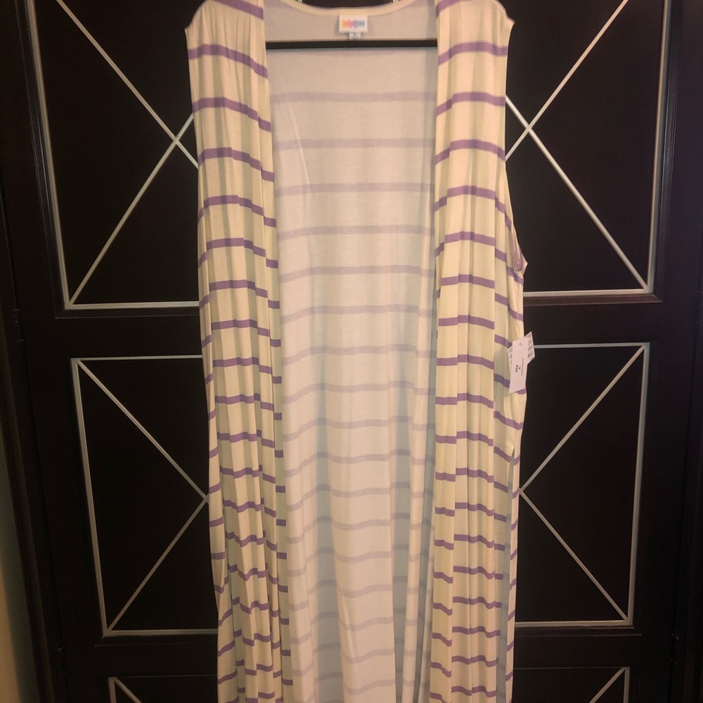 LuLaRoe Joy - Cream and Purple XL